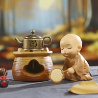 Porte-encens Bouddha miniature autour du poêle, figurine en résine de style oriental, brûleur d'encens à refoulement pour la décoration intérieure et les cadeaux de fêtes