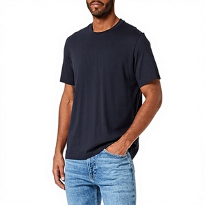Camiseta de Manga Corta para Hombre, Cuello Redondo, 100% Algodón, Corte Regular, Color Azul Marino, Diseño Liso, Estilo Casual - Product Image 3