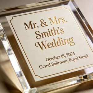 Premium Texture Acrylic Panel with <b>Embossed</b> Printing, Luxury Decorative Panel for Wedding Invitation <b>Card</b> and Elegant Invitation - Product Image 1