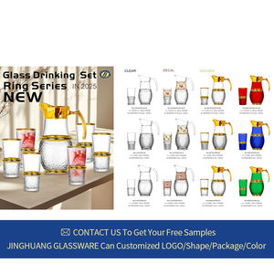JINGHUANGOEM/ODM vetreria modello verticale Drinkware brocca acqua potabile brocca Set tazza di vetro per caffè succo di tè - Product Image 2