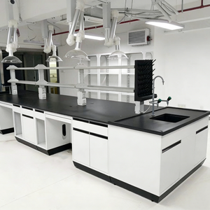 Banc <span class=keywords><strong>de</strong></span> travail <span class=keywords><strong>de</strong></span> <span class=keywords><strong>laboratoire</strong></span> en acier moderne résistant aux produits chimiques avec armoires <span class=keywords><strong>de</strong></span> rangement pour l'utilisation en atelier scolaire - Product Image 1