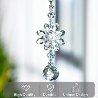 Boule de cristal à facettes en forme de fleur, brillante et étincelante, décoration en cristal transparente, ornement pour décoration suspendue intérieure et extérieure