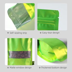 Sachet Doypack en aluminium coloré avec fenêtre et fermeture éclair pour aliments – Noir, Blanc, Rouge, Vert, Bleu – Sac Mylar - Product Image 2