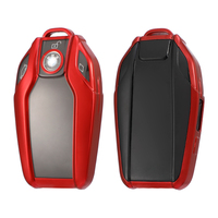 Coque de protection pour clé de voiture TPU souple en fibre de carbone pour BMW 740 530 X6 7 Series Liquid Crystal Touch Screen Key Ring Keychain Bag