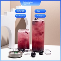 Bouteille de boisson transparente jetable en PET pétillante de 250 ml avec couvercle, sans BPA, écologique, anti-fuite, pour café en conserve, jus, lait, thé