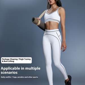 Pantalones de Yoga Deportivos de Cintura Alta para Mujer, Pantalones de Fitness Cortos y Elásticos con Cintura Elástica y Colores en Contraste - Producto ODM Personalizable - Product Image 3