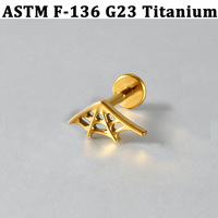 Piercing de mode en titane ASTM F136 G23, personnalisé, motif toile d'araignée ajourée, barre plate à filetage interne, pour oreille et lèvre