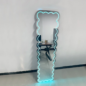 Acrylic Full Length Mirror Led Lighted Decorative Modern Style Freestanding Custom Shape <b>Bedroom</b> Wall Mirror - Product Image 1