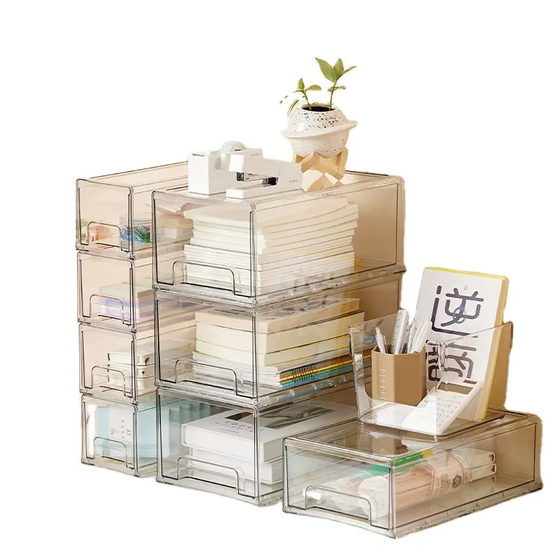 Simple Multi-Layer Plastic Storage Box Superimposed Cosmetics Sundries Office Stationery Organizer for Desktop Use