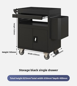Carrito de Herramientas Móvil para Reparación de Automóviles, Gabinete de Reparación de Piezas de Hierro Multifuncional con Colgador Lateral, Color Azul - Product Image 5