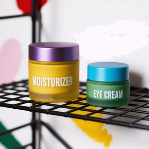 30g 50g Empty Colorful Scrub Hair Mask Face Eye Cream Frosted Glass <b>Container</b> Packaging Cosmetic Glass Jar With Lid - Product Image 1