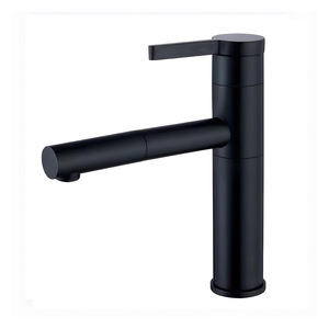 Robinet double vasque moderne minimaliste chaud et froid, vente en gros, cuivre pur, finition gris anthracite brossé, rotatif, extractible, cartouche 35 - Product Image 5