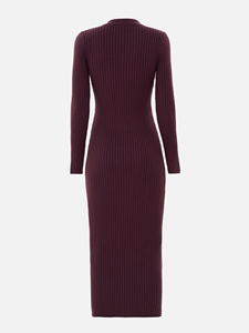 Premium all'ingrosso monopetto colletto abbottonato sensuale ed elegante abito lungo in maglia Slim-Fit - Product Image 5