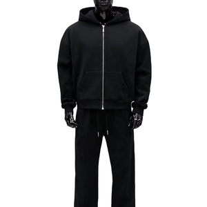 Custom Zipper <strong>Tracksuit</strong> Hoodie And Sweatpants Set Designer 100% Cotton Sports Baggy Flared <strong>Tracksuit</strong> Set For Men High Quality - Product Image 1