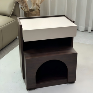 Mesa <span class=keywords><strong>de</strong></span> <span class=keywords><strong>Noche</strong></span> Moderna <span class=keywords><strong>de</strong></span> Madera para Gatos, Mesa Auxiliar Multifuncional con Almacenamiento para Mascotas, para Dormitorio, Apartamento, Muebles para el Hogar - Product Image 3