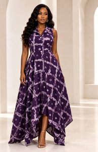 Nuevo Vestido Maxi Vintage 2026 para Mujer, <span class=keywords><strong>Estilo</strong></span> <span class=keywords><strong>Africano</strong></span>, Sin Mangas, con Solapa y Dobladillo Irregular, Estampado Tie-Dye - Product Image 3