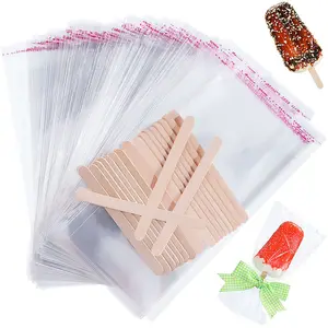 wholesale 100 Pieces DIY Making Ice Cream Popsicle Lce Lolly Bag Clear Ice Pop Pouch Packing Plastic Bags For Popsicles