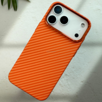 Coque de téléphone ultra-fine en alliage d'aluminium orange avec cadre d'objectif en fibre de carbone magnétique pour iPhone 17 Pro Max et iPhone 17 Air
