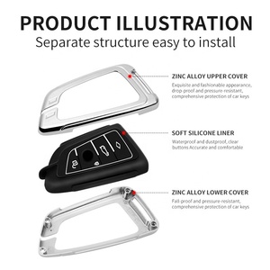 Étui de protection pour <span class=keywords><strong>clé</strong></span> de voiture de luxe en alliage de zinc et silicone avec <span class=keywords><strong>porte</strong></span>-clés, étanche et anti-chute pour <span class=keywords><strong>clé</strong></span> intelligente <span class=keywords><strong>BMW</strong></span> - Product Image 5