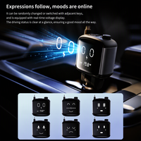 Chargeur de voiture LED Emoji personnalisé, câble rétractable avec affichage numérique élégant, adaptateur de charge rapide pour conducteurs branchés