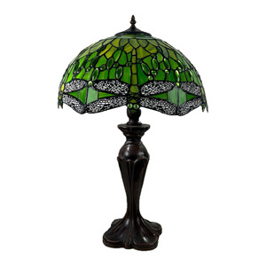 Stained Glass American-Style Table Lamp with Dragonfly Design and Pull <strong>Chain</strong> for Study/Room Use Bedrooms - Product Image 5