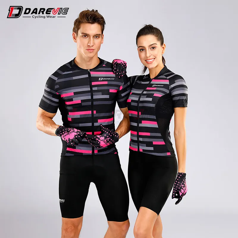 Camiseta de ciclismo con bolsillo y cremallera reflectante para mujer, maillot de entrenamiento para parejas DVJ074W