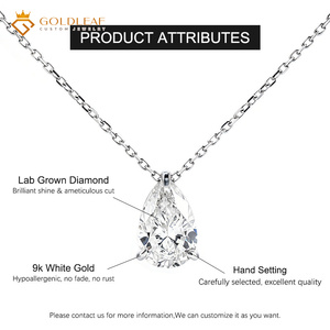 Collier pendentif en or blanc 10K avec diamant taille poire Goldleaf, chaîne à maillons, sertissage griffe, classique, cadeau de fiançailles pour femme, bijoux de fête - Product Image 3