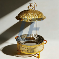 Chauffe-Plat de Luxe Lefeng pour Buffet, en Acier Inoxydable, 8,0 L, Doré, avec Support et Couvercle, Maintien au Chaud 60-80°C
