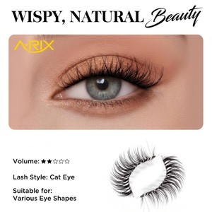 A-RIX Full Faux Mink Strip Eyelashes Natural Short False Lashes <b>Cat</b> Eye Clusters Lightweight Wearable Makeup at Home - Product Image 4
