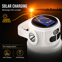 Lanterne solaire de camping OEM rechargeable, lampe de tente LED 2400mAh, batterie externe Type-C avec affichage numérique, lampe d'urgence extérieure