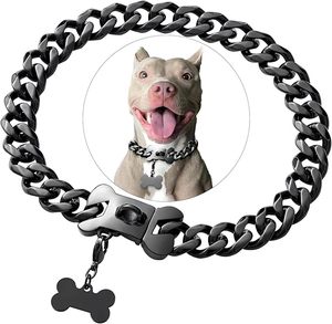 Collar de Acero Inoxidable para Perros Pequeños, Medianos y Grandes, Collar Resistente de Eslabones Cubanos para Perros <span class=keywords><strong>American</strong></span> <span class=keywords><strong>Bully</strong></span> y Bulldog Francés - Product Image 1
