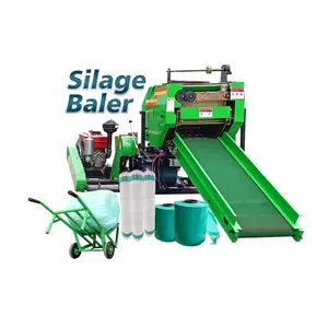 Cotton rice husk stalk baler rope twine mini round baler and wrapper for sale