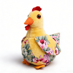 Floral Print Chicken Plush Toy Yellow Pink Roses Pattern Soft Stuffed Animal 11CM-30CM Unisex <b>Kids</b> Gift - Product Image 2