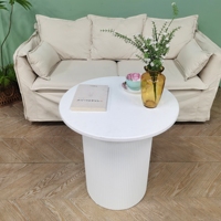 INNOVA Table basse moderne ronde en bois massif blanc Nouveau design européen contemporain pour la maison et la cuisine
