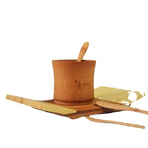 Bamboo Tableware Set With Cup Spoon Knife Fork For Tea And Dessert Reusable Natural Color - Product Image 5