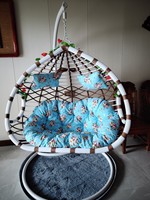 Garden Patio Swivel Papasan Chair Frame With 360-degree Rattan Wicker Papasan Chair With Cushion