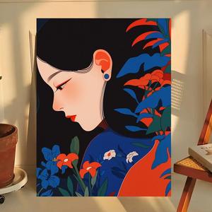 Ins đơn giản tô màu thủ công trang trí tranh sơn dầu vẽ tay - Product Image 1