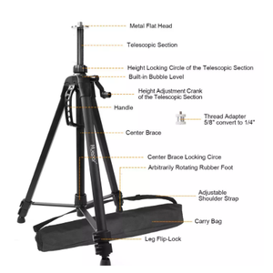 Trépied pour niveau laser <span class=keywords><strong>Huepar</strong></span> 1,6 m 2 kg, tête plate en aluminium, réglable, TPD16, avec poignée et bulle pour auto-nivellement - Product Image 6