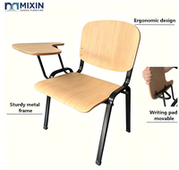 Chaise d'entraînement en bois MIXIN durable avec tablette d'écriture, chaise de cours ergonomique pour étudiants, chaise d'école pliable pour les niveaux scolaires