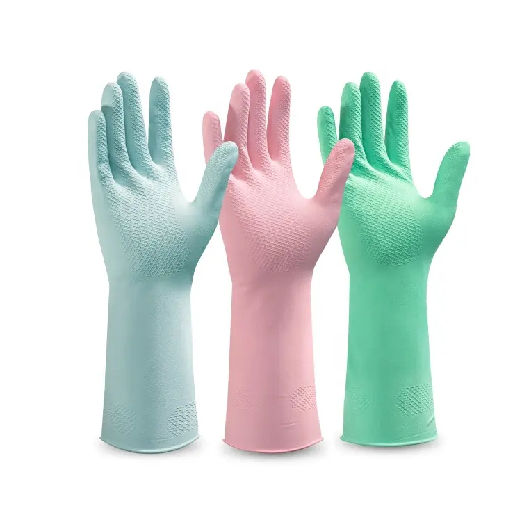 Gants de lavage en caoutchouc réutilisables de ménage de cuisine protecteurs résistants de fabricant pour le lavage de vaisselle