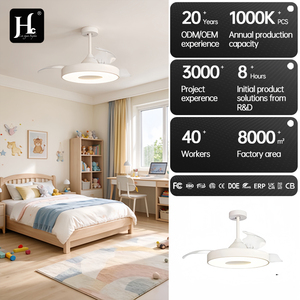 Ventilateur de plafond LED moderne avec moteur DC, 3 pales, télécommande, intensité variable, blanc chaud 3000K-6000K, montage en suspension métallique, 6 vitesses, pour salon - Product Image 4