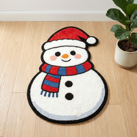 Tapis de bain en microfibre douce et absorbante, design OEM, forme de Noël, décoratif, irrégulier, tufté à la machine, idéal pour un cadeau