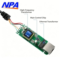 Divisor PoE Aislado ANPA AP-PD48G 48V 12V 2A 24W 10/100Mbps IEEE 802.3af/at Dual PD 12/36 45/78 DC 5.5x2.1mm Conector para Cámara IP