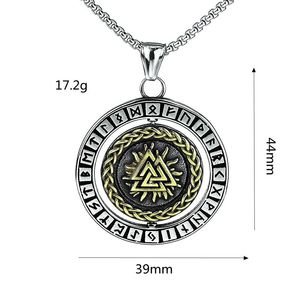 yunnique Vintage Nordic Viking Stainless Steel Pendant Rune <b>Compass</b> 360 Degree Rotating Unisex Necklace Gift - Product Image 5