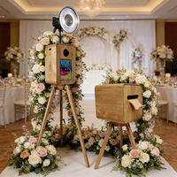 Photomaton portable vintage en bois pour iPad et appareil photo reflex numérique, kiosque à selfies personnalisable pour location événementielle (mariages, fêtes)