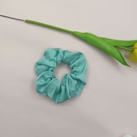 Grand chouchou très élastique fait main, couleur unie, en satin imitation cuir, très populaire, pour chignon féerique