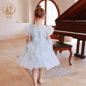 Nimble venta al por mayor verano azul encaje apliques tul niñas vestidos de fiesta cumpleaños noche vestido de graduación niños ropa traje - Product Image 4