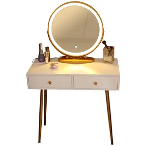 Popular small size 80cm length girl bedroom furniture make up desk match beauty chair dressing table with mirror