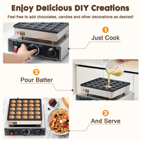 Máquina para Hacer Mini Panqueques Comercial con Certificación CE, Eléctrica, Antiadherente, 25 Orificios, para Poffertjes, Dorayaki y Waffles, 110V/220V
