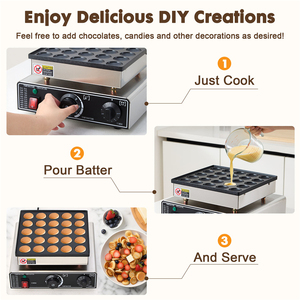 Energy Saving High Quality 25 Holes Mini Pancake Maker Electric Nonstick Poffertje Dorayaki <b>Waffle</b> <b>Machine</b> 110V/220V - Product Image 6